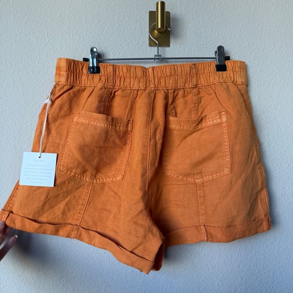 New Joie Orange High Waist Linen Shorts Size 10 - Picture 2 of 4